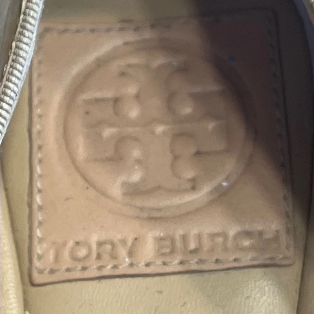 Tory Burch Tan Patent Flats with Gold Bow